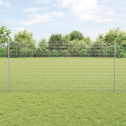 VidaXL Svetsat trådstängsel med 22 U-stolpar Silver 1.2x25 m Stål