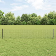 vidaXL svetsad trådgård med 11 U-poster Grå 0.4x25 m Stål
