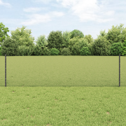 vidaXL svetsat trådstängsel med 11 U-stolpar Grå 0.6x25 m stål