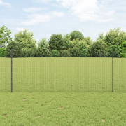vidaXL Svetsad Trådgärdsel med 22 U-poster Grå 1x25 m Stål