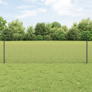 vidaXL svetsad trådgrind med 22 U-poster Grå 0,5x50 m Stål