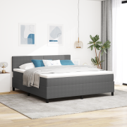 vidaXL Box Spring Säng med Madrass Ljusgrå Super King Manchestertyg