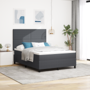 vidaXL Boxfjädersäng med madrass Mörkgrå 160x200 cm Kordtyg