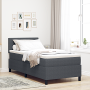 vidaXL Box Spring Säng med Madrass & LED Mörkgrå 100x200 cm Vävt Tyg