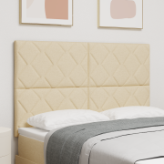 vidaXL LED Sänggavel Diamond Blocks Design Grädde 144 cm Tyg