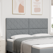 vidaXL LED Huvudgavel Diamantblock Design Ljusgrå 180 cm Tyg