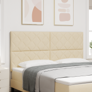 vidaXL LED-sänggavel med diamantskivor design gräddfärgad 180 cm tyg