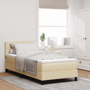vidaXL Boxspring Säng med Madrass Gräddfärg 100x200 cm Tyg