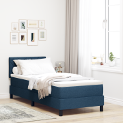 vidaXL Boxfjäderbädd med madrass Blå 80x200 cm Tyg