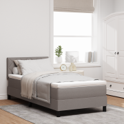 vidaXL Boxfjäder säng med madrass taupe 90x200 cm tyg