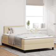 vidaXL Box Spring Säng med Madrass Kräm 120x200 cm Tyg