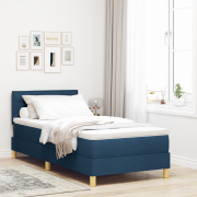 vidaXL Blå boxfjädersäng med madrass 90x190 cm i tyg