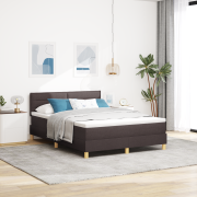 vidaXL Boxspring-säng med madrass Mörkbrun 140x200 cm Tyg