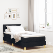 vidaXL Boxfjädringssäng med madrass Svart 100x200 cm Tyg