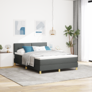 vidaXL Boxspring-säng med madrass Mörkgrå 160x200 cm Tyg
