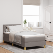 vidaXL Sängbotten med madrass Taupe 90x200 cm Tyg