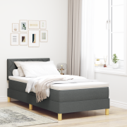 vidaXL Box Spring Säng med Madrass Mörkgrå 100x200 cm Tyg