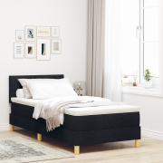 vidaXL Box Spring Säng med Madrass Svart 100x200 cm Tyg