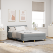 vidaXL Bäddmadrass med Madrass Ljusgrå 140x190 cm Tyg