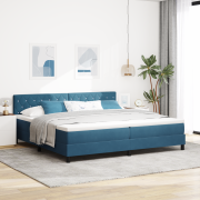vidaXL Box Spring Säng med Madrass Mörkblå 200x200 cm Sammet