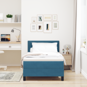 vidaXL Resårsäng med madrass 90x190 cm mörkblå sammet