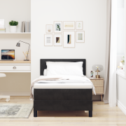 vidaXL Kontinentalsäng med madrass Svart 90x200 cm Sammet
