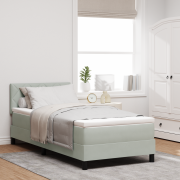vidaXL Boxbeds med madrass Ljusgrå 90x200 cm Sammet