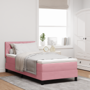 vidaXL Boxspring Säng med Madrass Rosa 90x200 cm Sammet