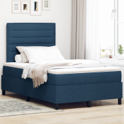 vidaXL Boxspring säng med madrass Blå liten dubbel tyg