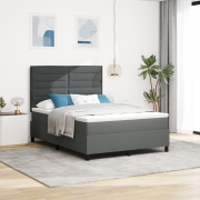 vidaXL Mörkgrå Sängbotten med Madrass 140x200 cm Tyg