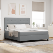 vidaXL Boxspring Säng med Madrass Ljusgrå Super King Tyg