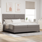 vidaXL Sängbotten med madrass taupe 200x200 cm tyg