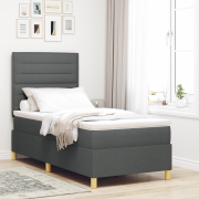 vidaXL Box Spring Säng med Madrass Mörkgrå 100x200 cm Tyg