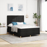 vidaXL Boxspring-säng med madrass svart 140x200 cm tyg