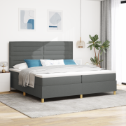 vidaXL Box Spring Säng med Madrass Mörkgrå 200x200 cm Tyg