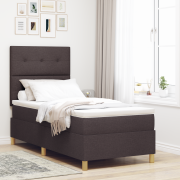 vidaXL Boxspringsäng med madrass Mörkbrun 100x200 cm Tyg