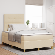 vidaXL Box Spring Säng med Madrass Grädde 120x200 cm Tyg