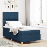 vidaXL Boxfjädersäng med Madrass Blå 90x200 cm Tyg