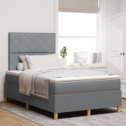 vidaXL Boxspring säng med madrass Ljusgrå Liten dubbelsäng Tyg