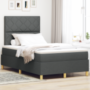 vidaXL Box Spring Säng med Madrass Mörkgrå Kompakt Dubbel Tyg