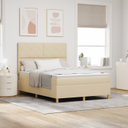 vidaXL Sängbotten med madrass kräm 140x200 cm tyg