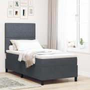 vidaXL Resårsäng med madrass 100x200 cm mörkgrå sammet