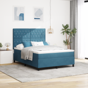 vidaXL Resårsäng med madrass 140x190 cm mörkblå sammet