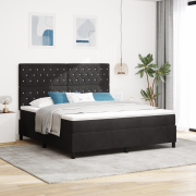 vidaXL Boxspring-säng med madrass Svart Super King Sammet