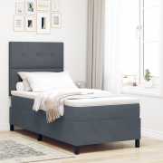 vidaXL Resårsäng med madrass 90x200 cm mörkgrå sammet