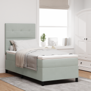 vidaXL Resårsäng med madrass 100x200 cm ljusgrå sammet