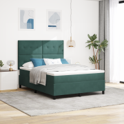 vidaXL Resårsäng med madrass 140x200 cm mörkgrön sammet