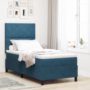 vidaXL Resårsäng med madrass 90x200 cm mörkblå sammet