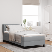 vidaXL Box Spring Säng med Madrass Ljusgrå 100x200 cm Tyg