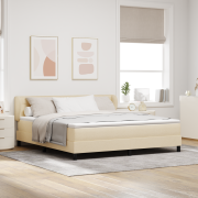 vidaXL Resårsäng med madrass 180x200 cm gräddvit tyg